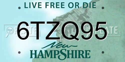 6TZQ95 New Hampshire License Plate