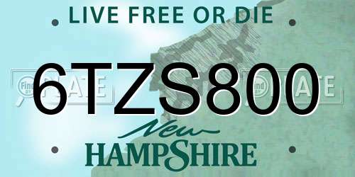 6TZS800 New Hampshire License Plate