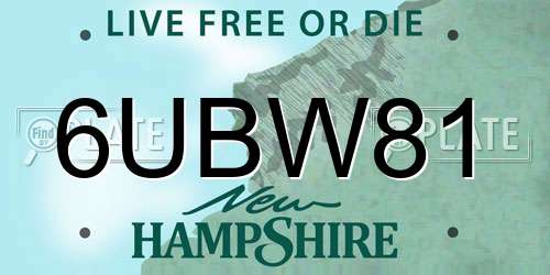 6UBW81 New Hampshire License Plate