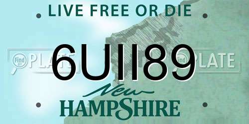6UII89 New Hampshire License Plate