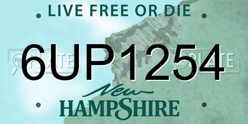 6UP1254 New Hampshire License Plate
