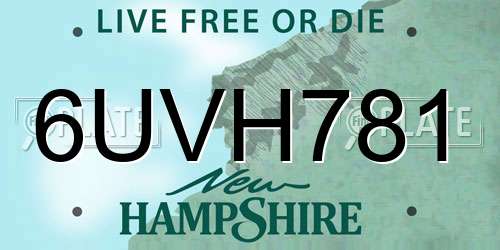 6UVH781 New Hampshire License Plate