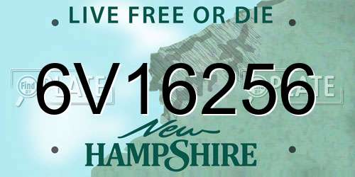 6V16256 New Hampshire License Plate