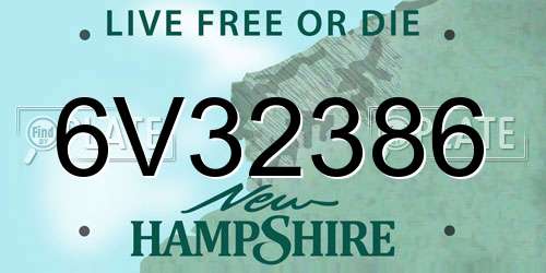 6V32386 New Hampshire License Plate