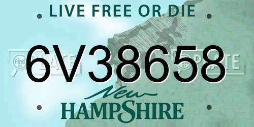 6V38658 New Hampshire License Plate