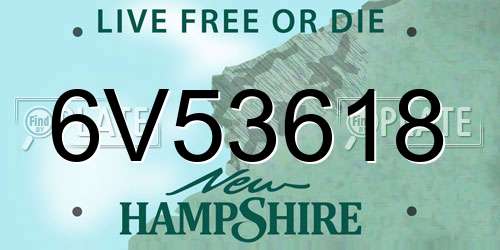 6V53618 New Hampshire License Plate