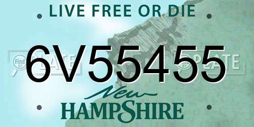 6V55455 New Hampshire License Plate