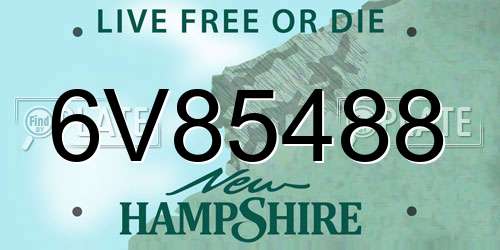 6V85488 New Hampshire License Plate