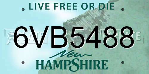 6VB5488 New Hampshire License Plate