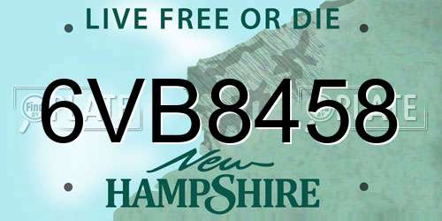 6VB8458 New Hampshire License Plate