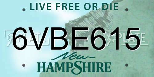 6VBE615 New Hampshire License Plate
