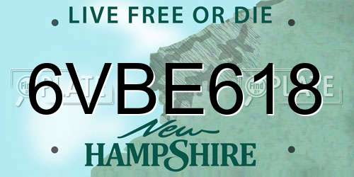 6VBE618 New Hampshire License Plate