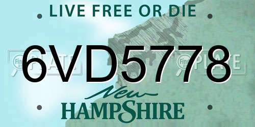 6VD5778 New Hampshire License Plate