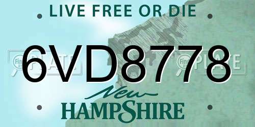6VD8778 New Hampshire License Plate