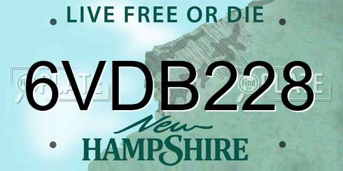 6VDB228 New Hampshire License Plate