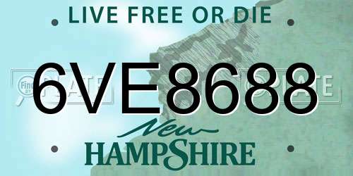 6VE8688 New Hampshire License Plate