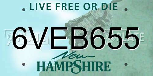 6VEB655 New Hampshire License Plate