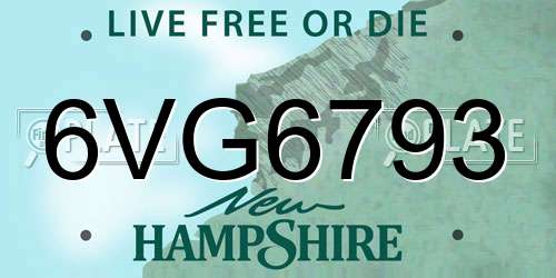 6VG6793 New Hampshire License Plate