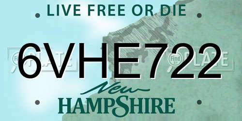 6VHE722 New Hampshire License Plate