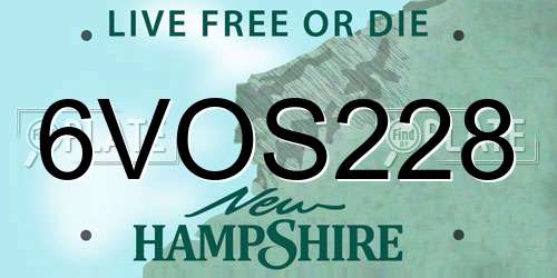 6VOS228 New Hampshire License Plate