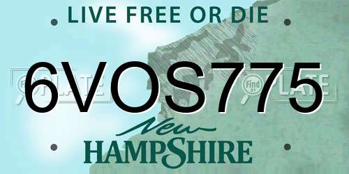 6VOS775 New Hampshire License Plate