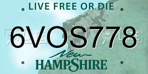 6VOS778 New Hampshire License Plate