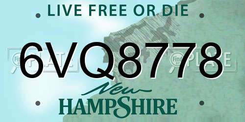 6VQ8778 New Hampshire License Plate