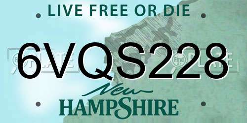6VQS228 New Hampshire License Plate