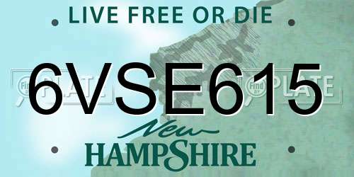 6VSE615 New Hampshire License Plate