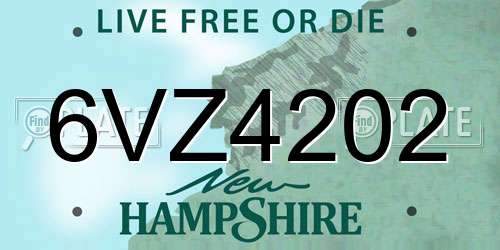 6VZ4202 New Hampshire License Plate