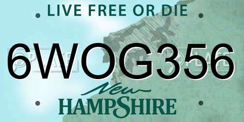 6WOG356 New Hampshire License Plate