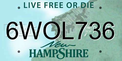 6WOL736 New Hampshire License Plate