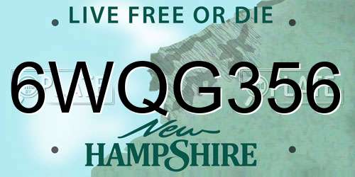 6WQG356 New Hampshire License Plate