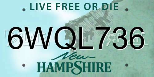 6WQL736 New Hampshire License Plate