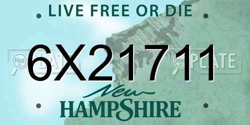 6X21711 New Hampshire License Plate