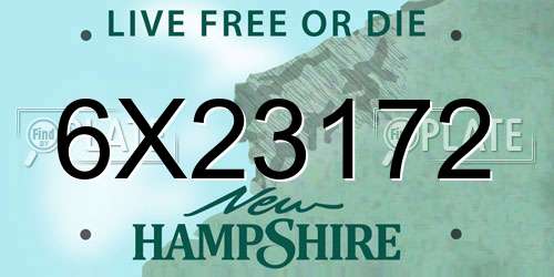 6X23172 New Hampshire License Plate