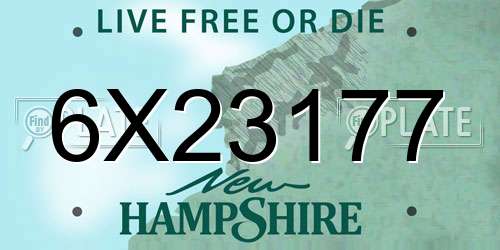 6X23177 New Hampshire License Plate