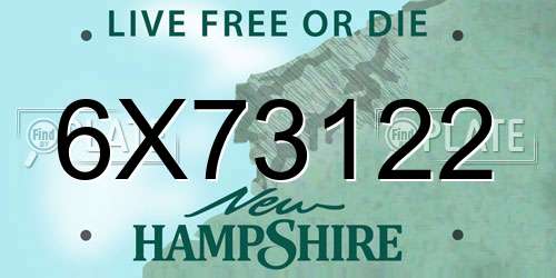 6X73122 New Hampshire License Plate