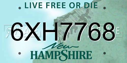 6XH7768 New Hampshire License Plate