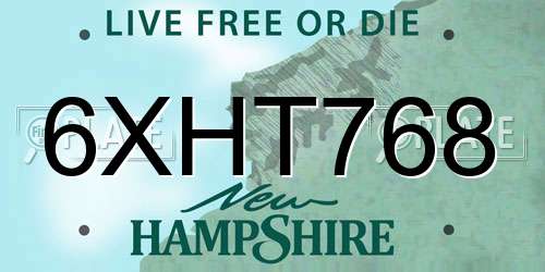 6XHT768 New Hampshire License Plate