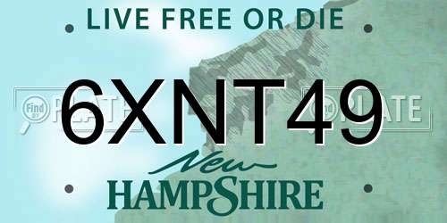 6XNT49 New Hampshire License Plate