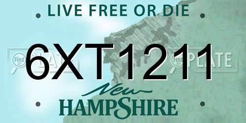 6XT1211 New Hampshire License Plate