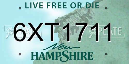 6XT1711 New Hampshire License Plate
