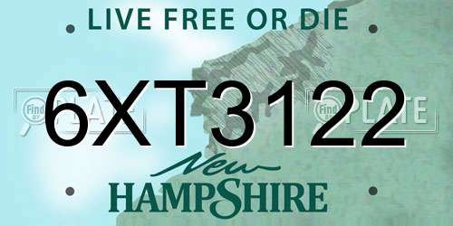 6XT3122 New Hampshire License Plate