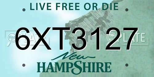 6XT3127 New Hampshire License Plate