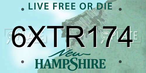 6XTR174 New Hampshire License Plate