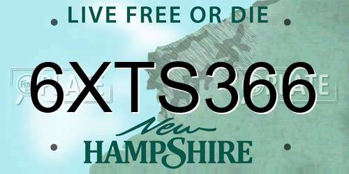 6XTS366 New Hampshire License Plate