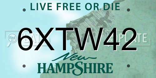 6XTW42 New Hampshire License Plate