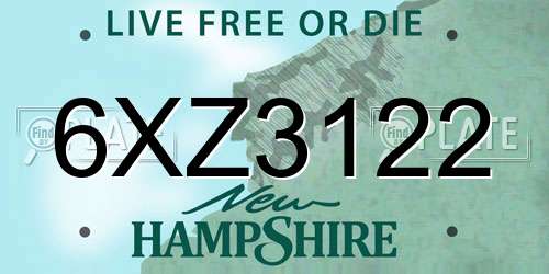 6XZ3122 New Hampshire License Plate
