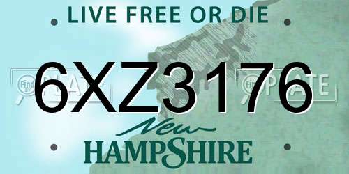 6XZ3176 New Hampshire License Plate